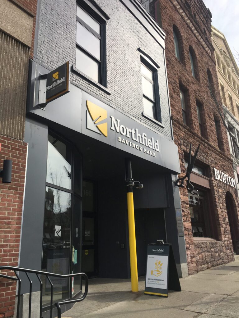 Exterior of Northfield Savings Bank at 160 College Street, Burlington, Vermont