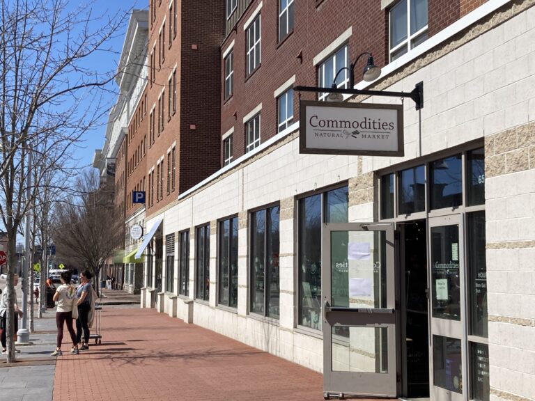 Exterior of Keen's Crossing, home of a retail space for rent at 65 Winooski Falls Way in Winooski, VT, formerly Commodities Natural Market.