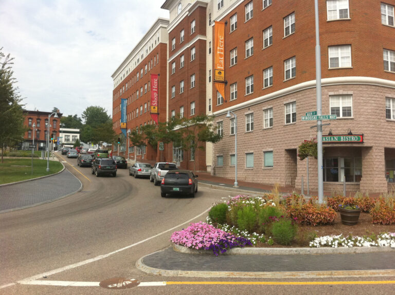 Intersection of Main St. and Winookski Falls Way has a pretty median with pink, purple and white flowers